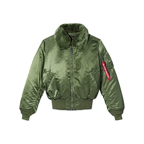 Alpha Industries Men's B-15 Nylon Flight Jacket, Sage Green, Large